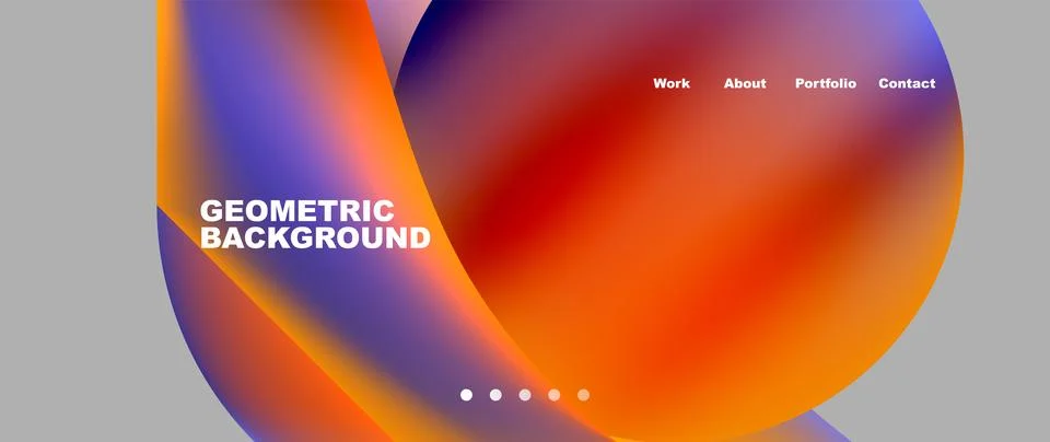 Web page design with geometric elements - circle and wave. Techno art concept Illustrazione stock