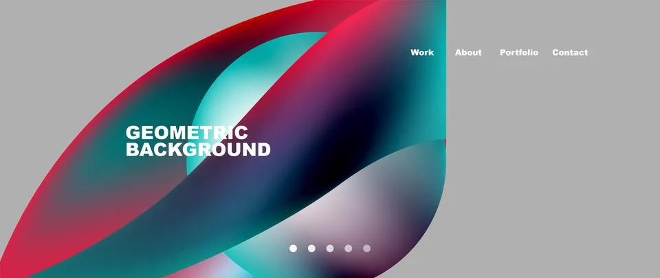 Web page design with geometric elements - circle and wave. Techno art concept Illustrazione stock