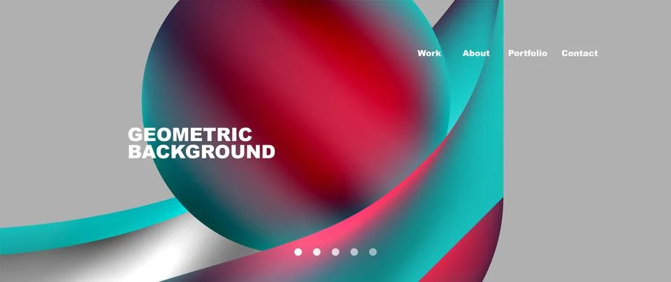 Web page design with geometric elements - circle and wave. Techno art concept Illustrazione stock