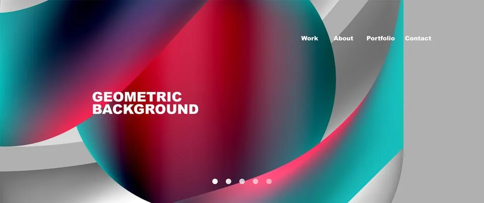 Web page design with geometric elements - circle and wave. Techno art concept Stock Illustration