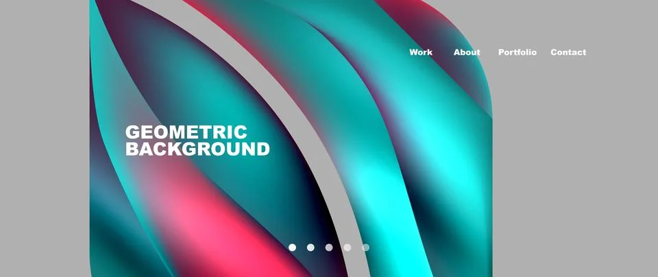 Web page design with geometric elements - circle and wave. Techno art concept Illustrazione stock