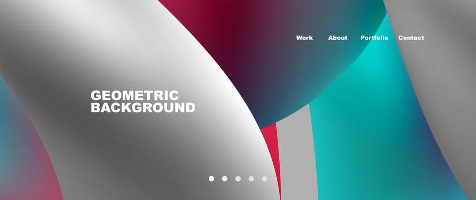 Web page design with geometric elements - circle and wave. Techno art concept Illustrazione stock