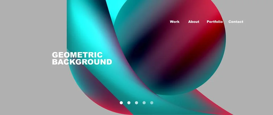Web page design with geometric elements - circle and wave. Techno art concept Illustrazione stock