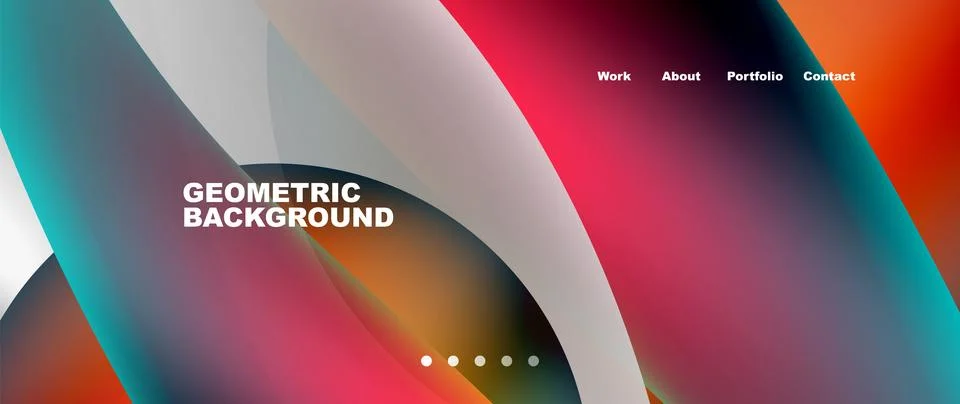 Web page design with geometric elements - circle and wave. Techno art concept Illustrazione stock