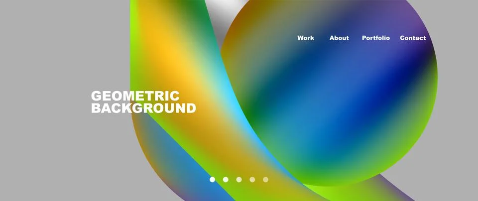 Web page design with geometric elements - circle and wave. Techno art concept Stock Illustration