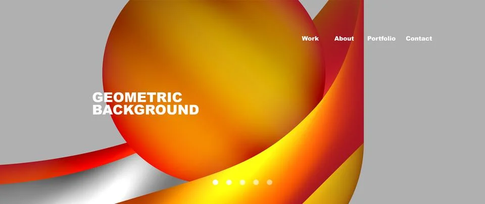 Web page design with geometric elements - circle and wave. Techno art concept Stock Illustration