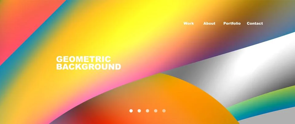 Web page design with geometric elements - circle and wave. Techno art concept Illustrazione stock