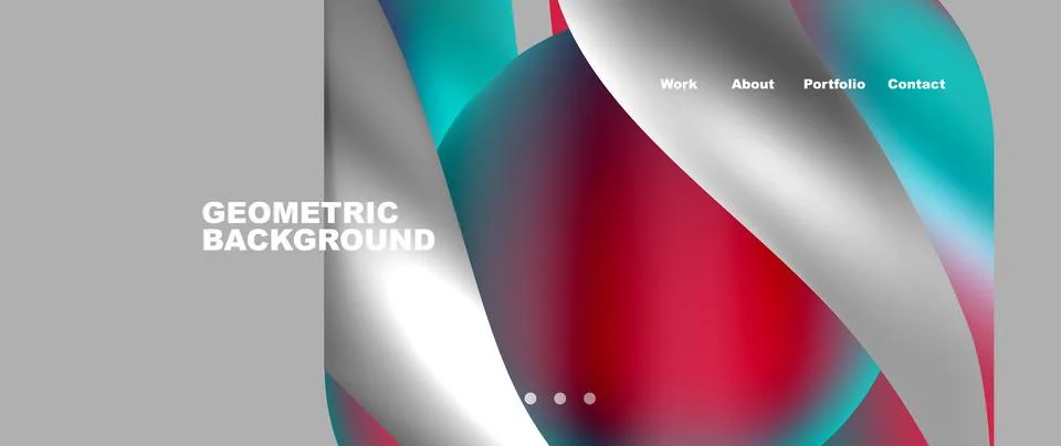 Web page design with geometric elements - circle and wave. Techno art concept Stock Illustration