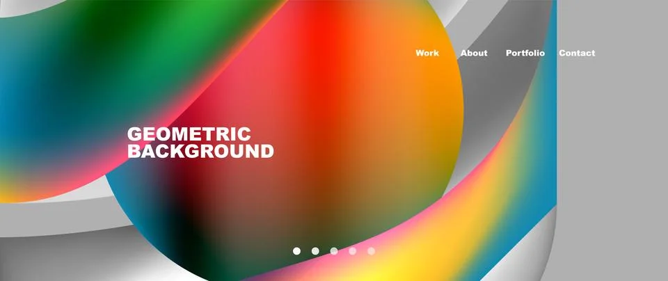 Web page design with geometric elements - circle and wave. Techno art concept Stock Illustration