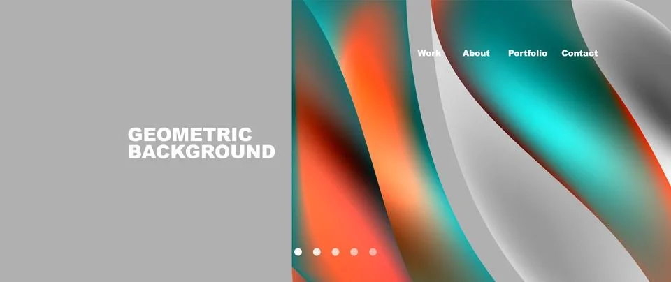 Web page design with geometric elements - circle and wave. Techno art concept Illustrazione stock
