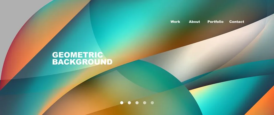 Web page design with geometric elements - circle and wave. Techno art concept Illustrazione stock