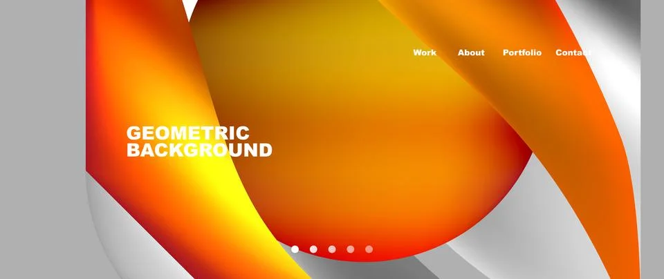 Web page design with geometric elements - circle and wave. Techno art concept Illustrazione stock