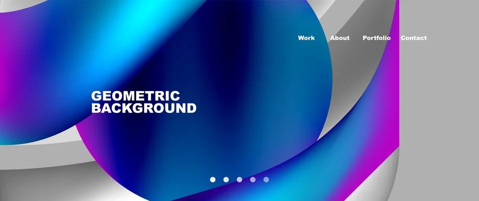 Web page design with geometric elements - circle and wave. Techno art concept Stock Illustration