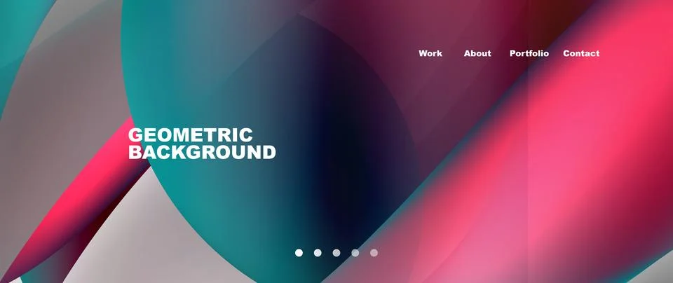 Web page design with geometric elements - circle and wave. Techno art concept Illustrazione stock