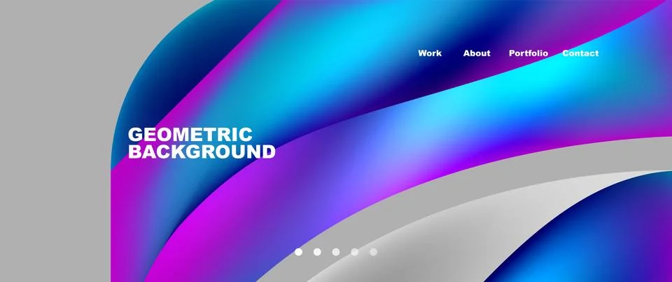 Web page design with geometric elements - circle and wave. Techno art concept Illustrazione stock