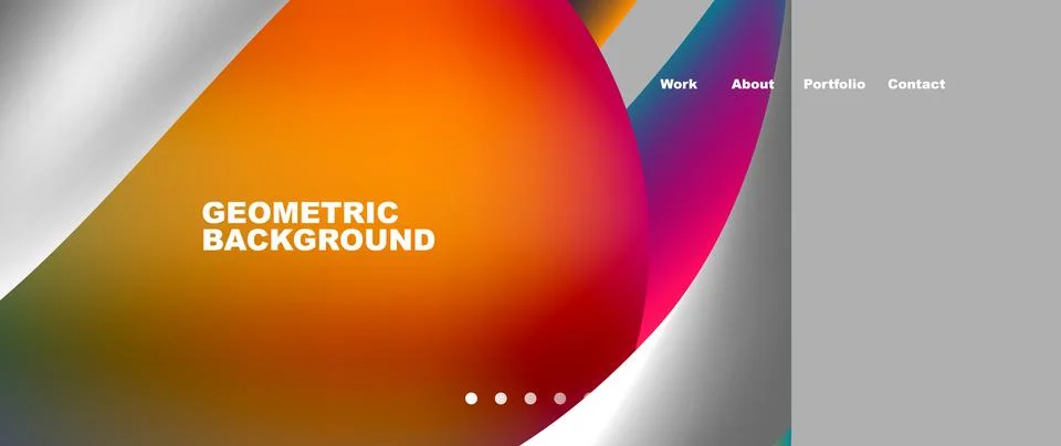 Web page design with geometric elements - circle and wave. Techno art concept Illustrazione stock