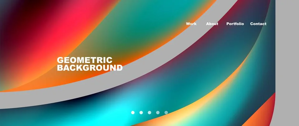 Web page design with geometric elements - circle and wave. Techno art concept Illustrazione stock