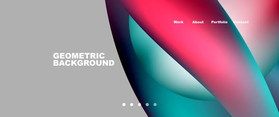 Web page design with geometric elements - circle and wave. Techno art concept Stock Illustration