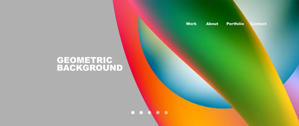 Web page design with geometric elements - circle and wave. Techno art concept Illustrazione stock