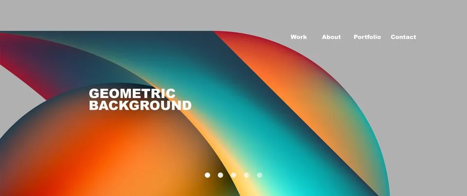 Web page design with geometric elements - circle and wave. Techno art concept Illustrazione stock