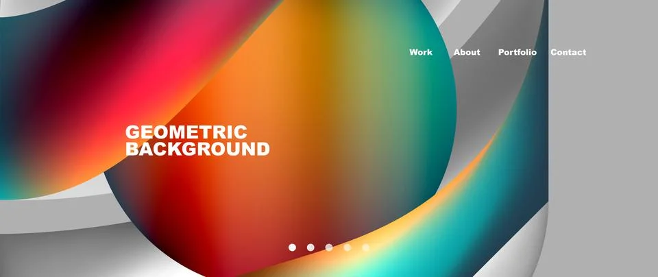 Web page design with geometric elements - circle and wave. Techno art concept Illustrazione stock