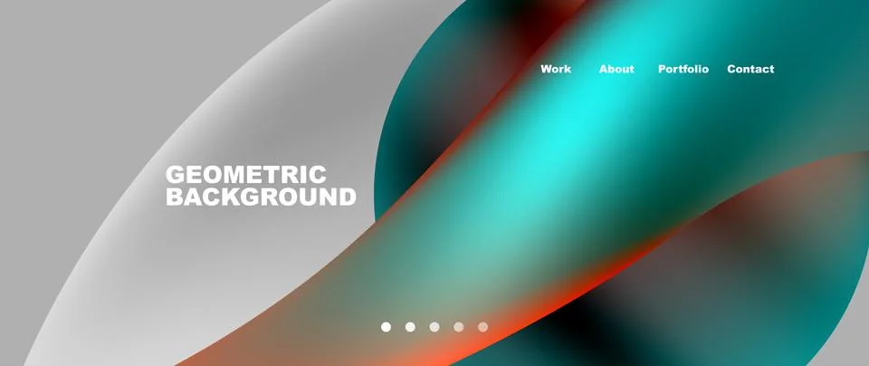 Web page design with geometric elements - circle and wave. Techno art concept Illustrazione stock