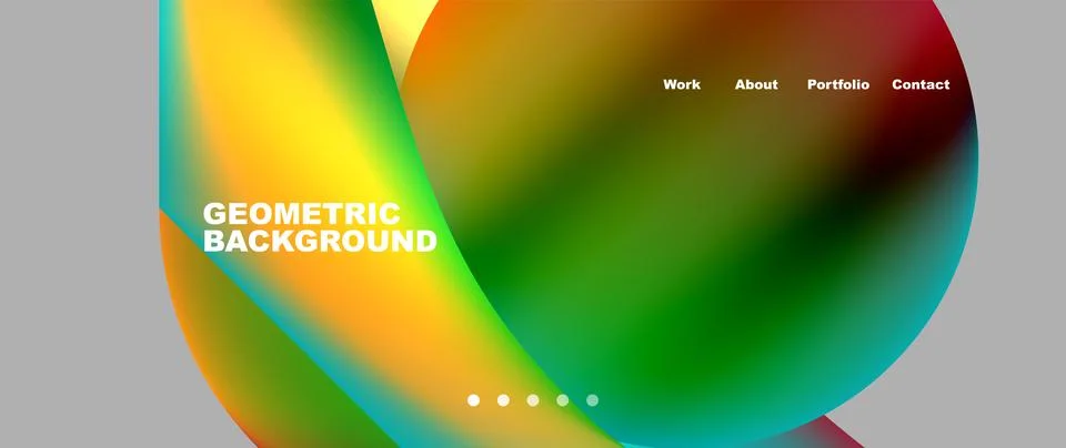 Web page design with geometric elements - circle and wave. Techno art concept Stock Illustration