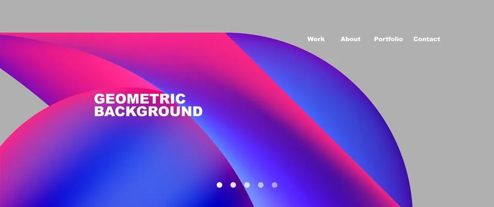 Web page design with geometric elements - circle and wave. Techno art concept Illustrazione stock