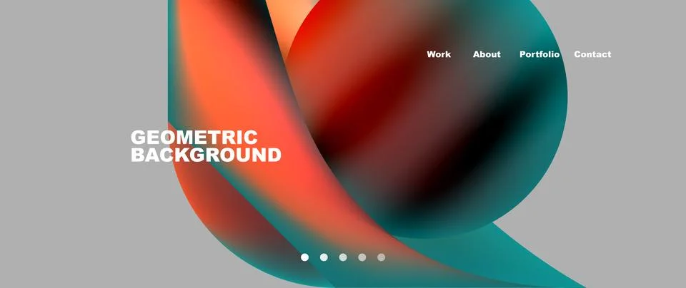 Web page design with geometric elements - circle and wave. Techno art concept Illustrazione stock