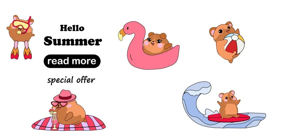 Web page design template.  Cute hamsters Stock Illustration
