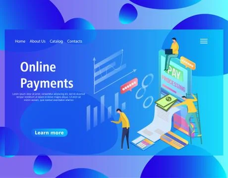 Web page design template of isometric online payments, mobile bank Stock Illustration