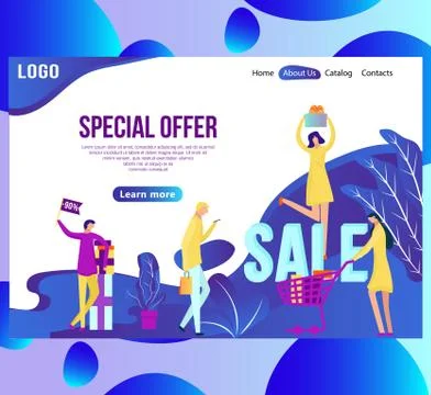 Web page design template for online shopping and sale. Discount, retail Stock Illustration