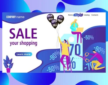 Web page design template for online shopping and sale. Discount, retail Stock Illustration