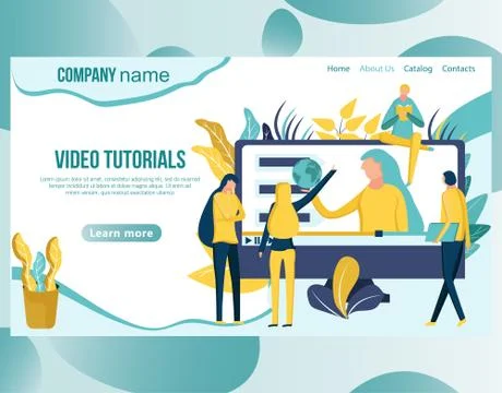 Web page design template for online education, distance courses, e-learning, Stock Illustration