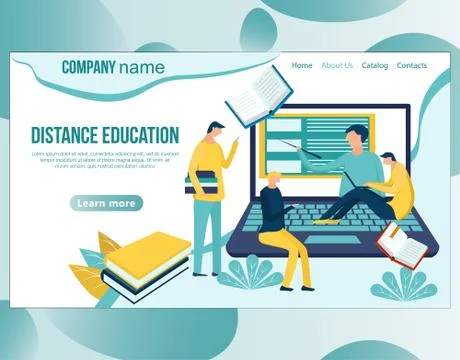 Web page design template for online education, distance courses, e-learning, Stock Illustration