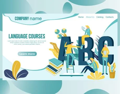 Web page design template for online education, distance courses, e-learning, Stock Illustration