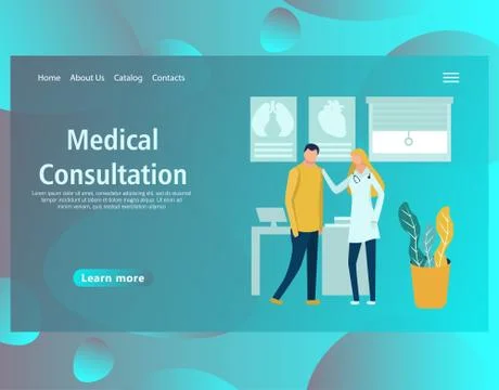 Web page design template for online medical support, dental services Stock Illustration