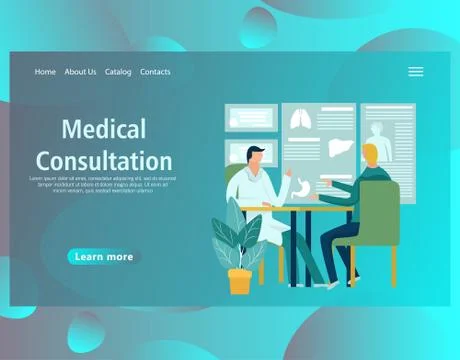 Web page design template for online medical support, dental services Stock Illustration