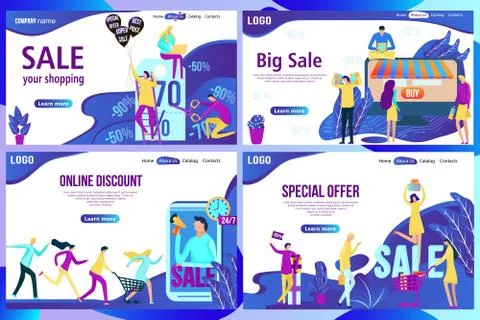 Web page design template for online shopping and sale. Discount, retail Illustrazione stock