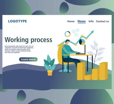 Web page design template. Working process. Landing page Stock Illustration