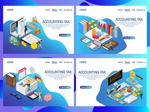 Web page design templates for Accounting tax isometric vector concept Stock Illustration