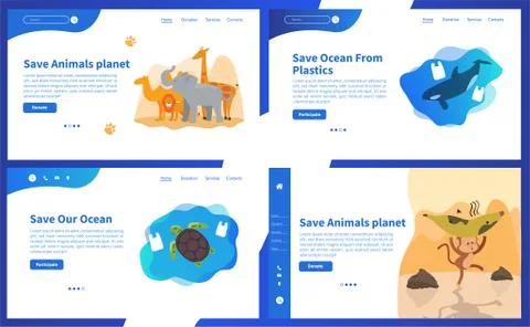 Web page design templates collection of Save Planet or Go green themes Stock Illustration