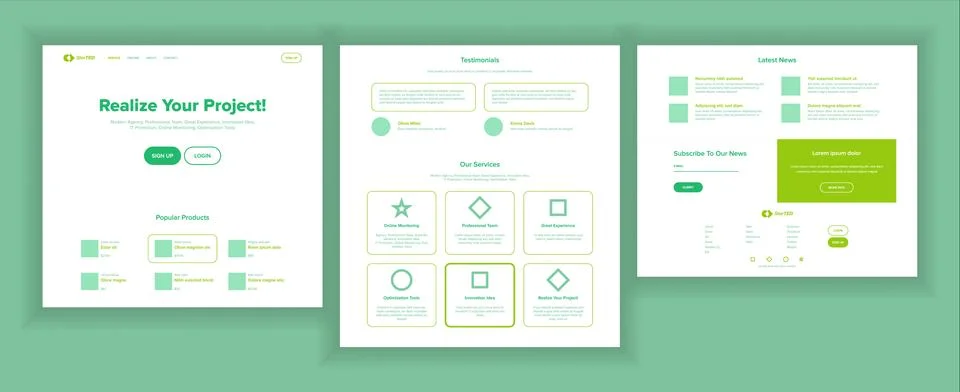 Web Page Design Vector. Website Business Reality. Shopping Online Site Scheme Stock Illustration