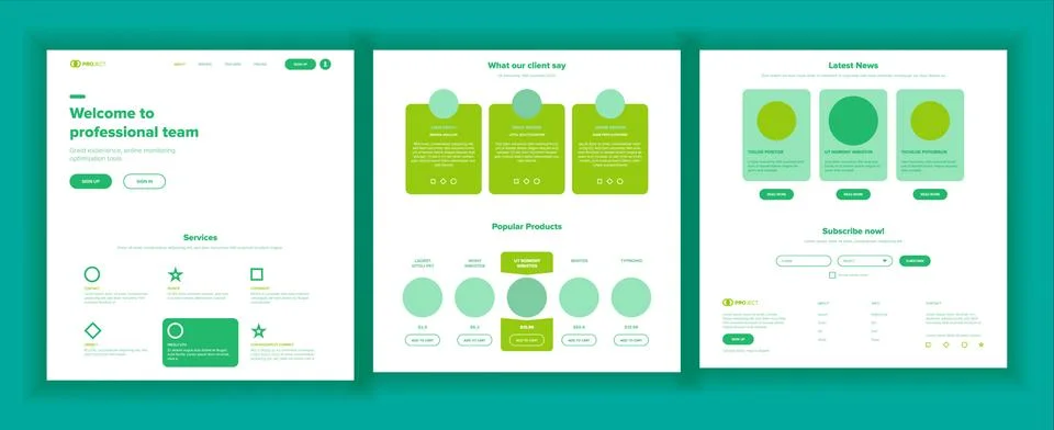 Web Page Design Vector. Website Business Graphic. Responsive Interface. Landing Stock Illustration