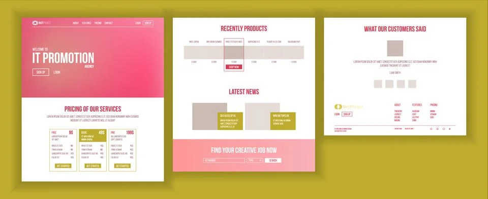 Web Page Design Vector. Website Business Reality. Site Scheme Template. Invest Ilustración de archivo