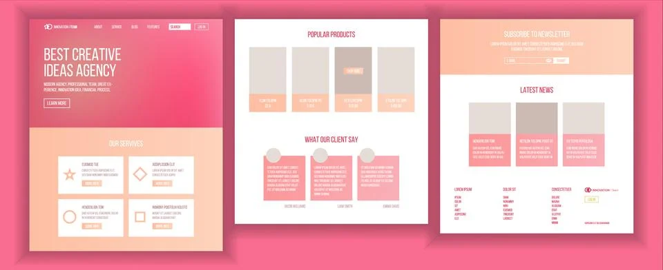 Web Page Design Vector. Website Business Style. Front End Site Scheme. Landing 스톡 일러스트