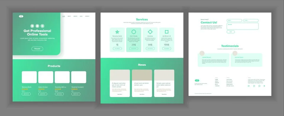 Web Page Design Vector. Website Business Graphic. Responsive Interface. Landing Stockillustratie