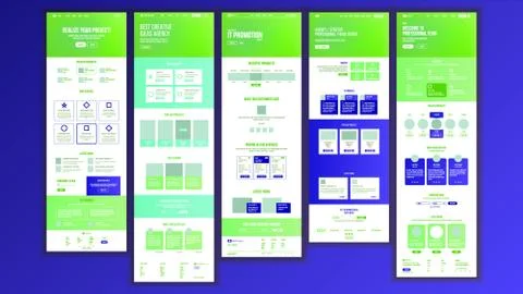 Web Page Design Vector. Website Business Style. Front End Site Scheme. Landing Ilustración de archivo