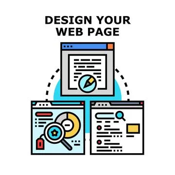 Web page development creativity with design and optimization concept Stock Illustration