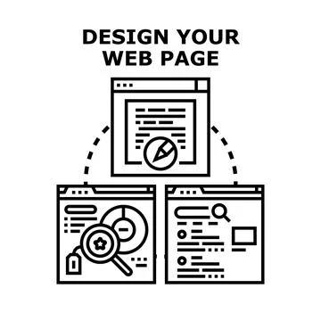 Web page development creativity with design and optimization concept Stock Illustration